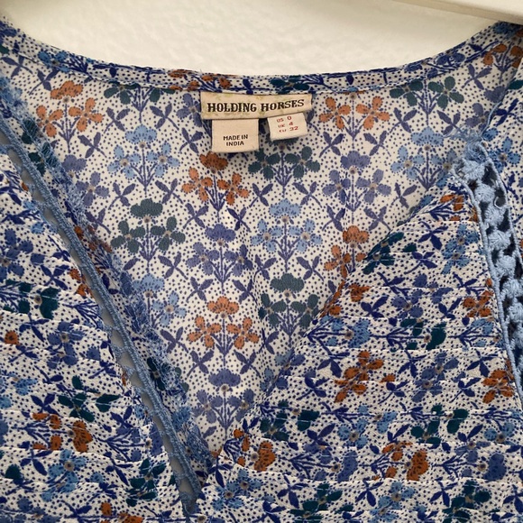 Western Anthropologie Bolding Horses Blue Floral Dress - Picture 5 of 6